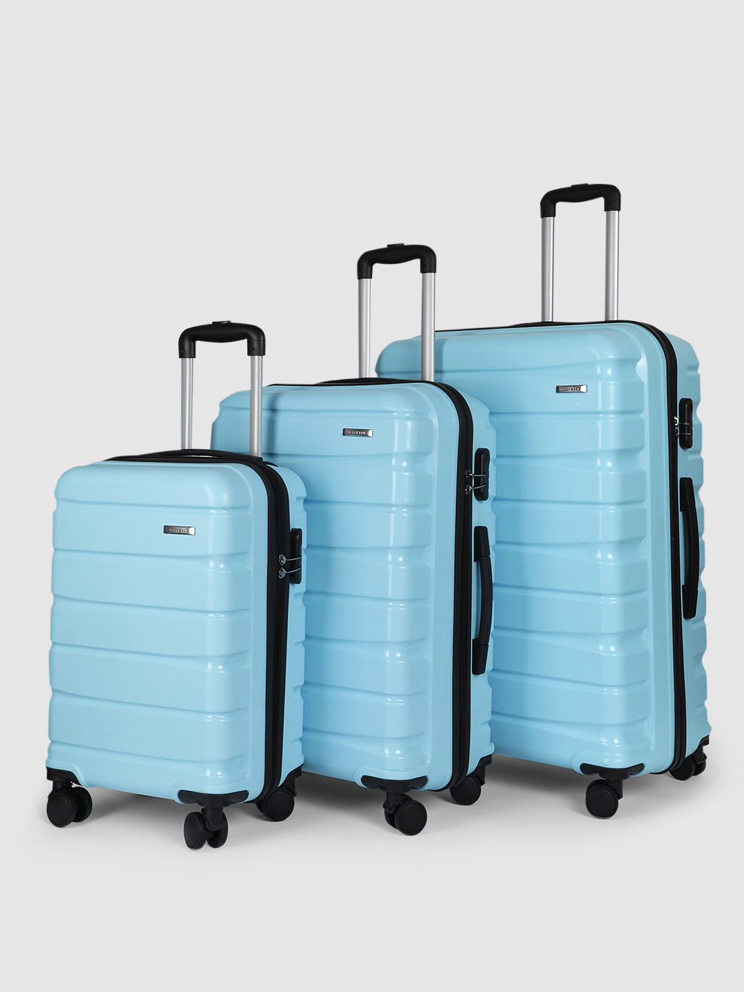 

Teakwood Leathers India Set of 3 360-Degree Rotation Hard Sided Trolley Bag-191L, Blue