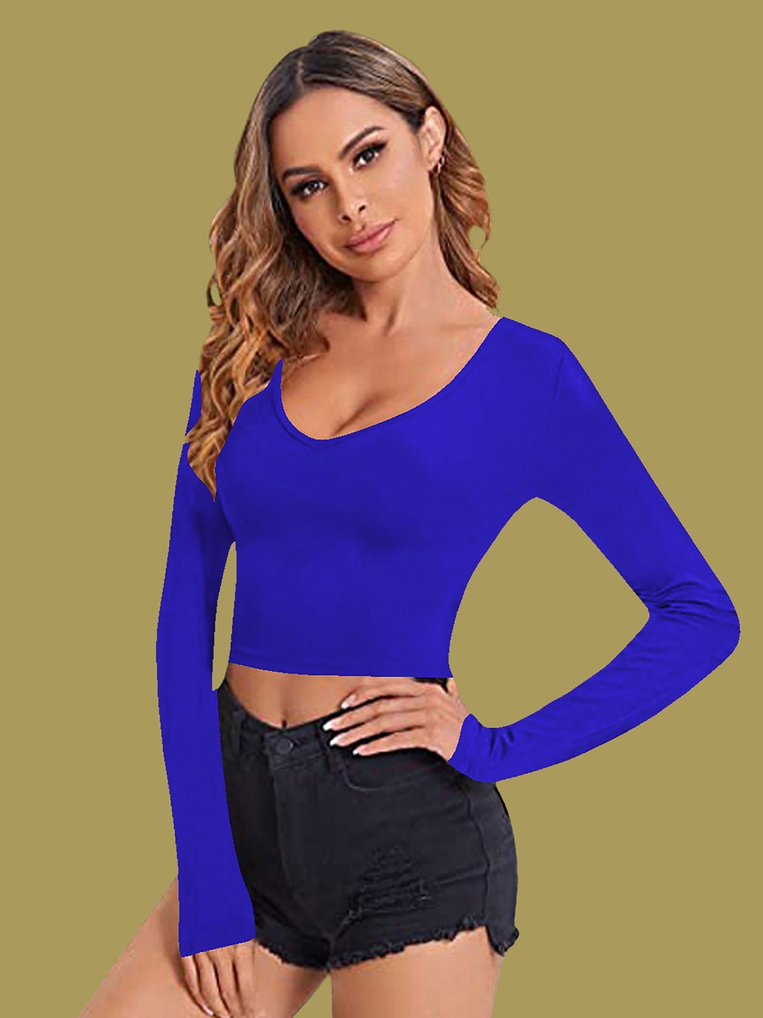 

Dream Beauty Fashion Women Fitted Crop Top, Blue