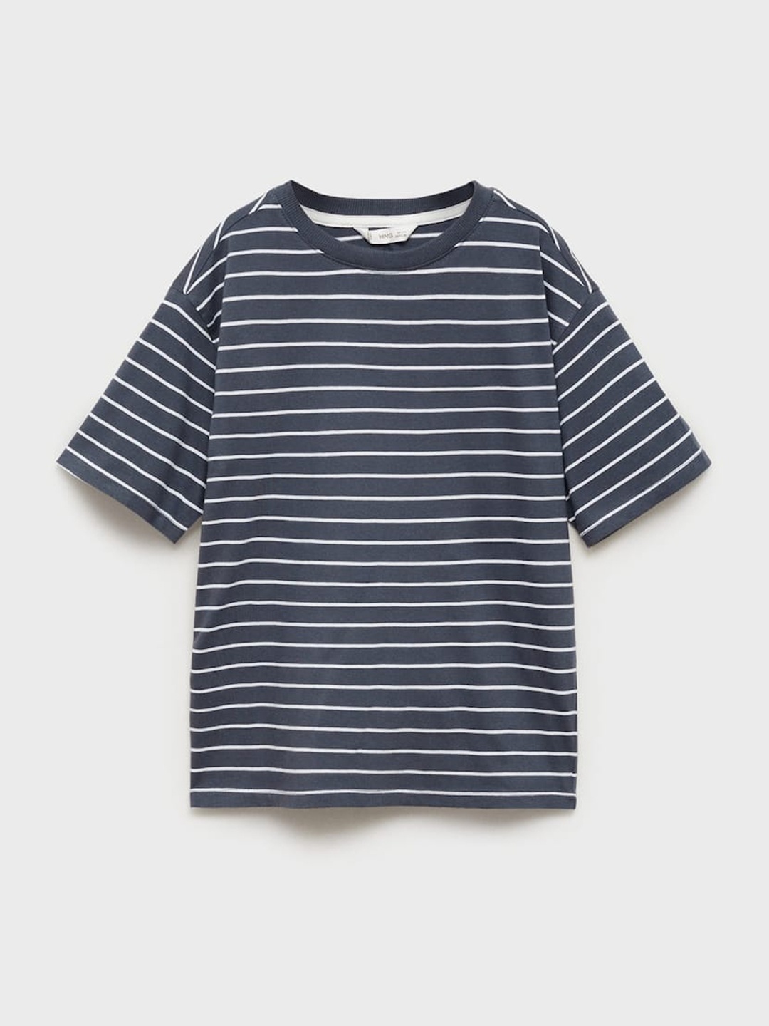 

Mango Kids Boys Striped Pure Cotton T-shirt, Blue