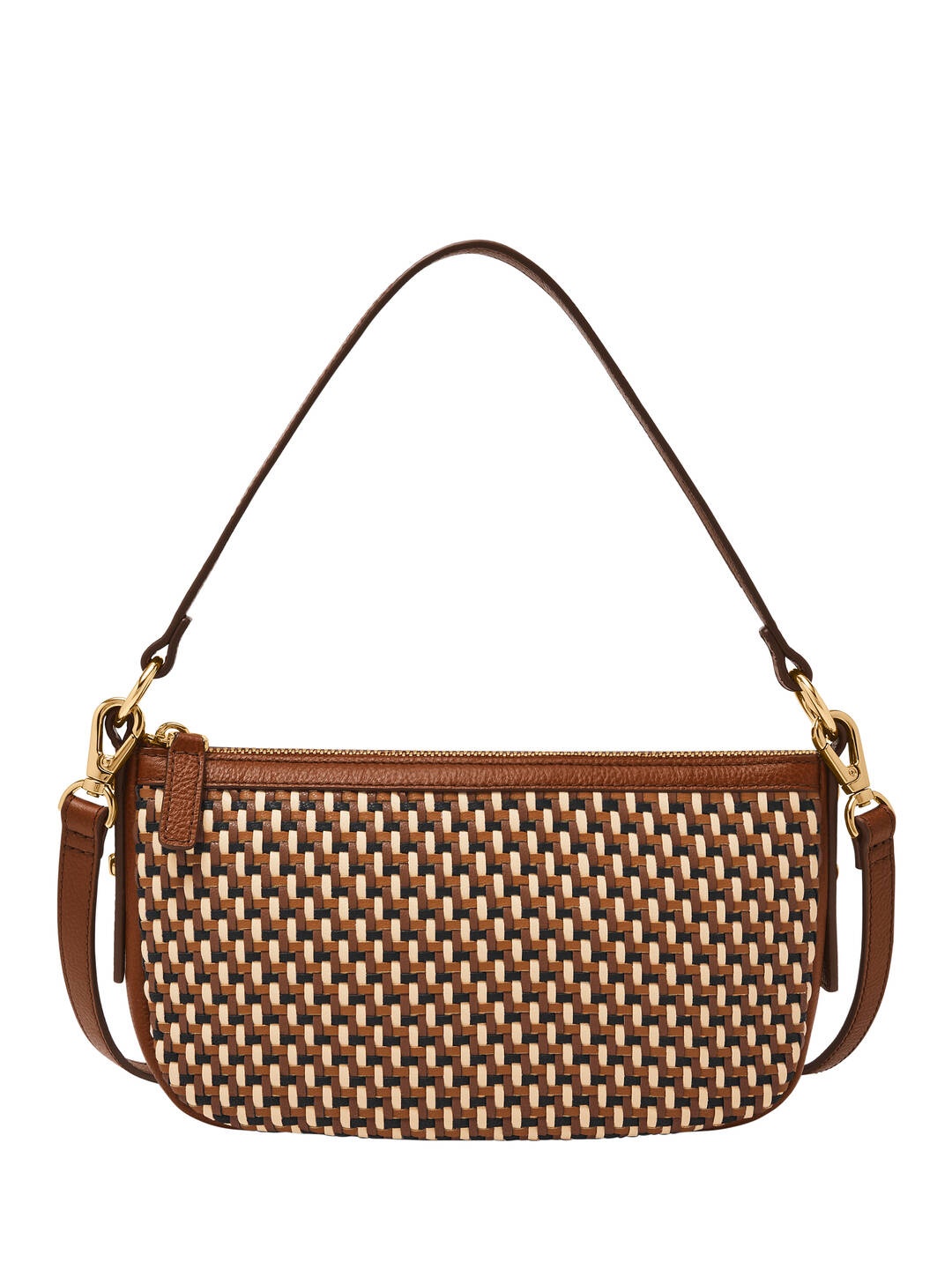 

Fossil Printed Leather Structured Satchel, Brown