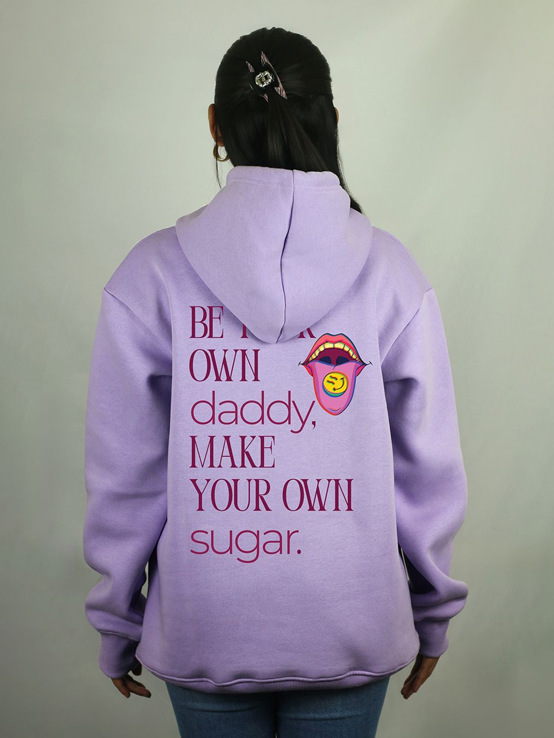 

EKSDEE Women Printed Hooded Sweatshirt, Lavender