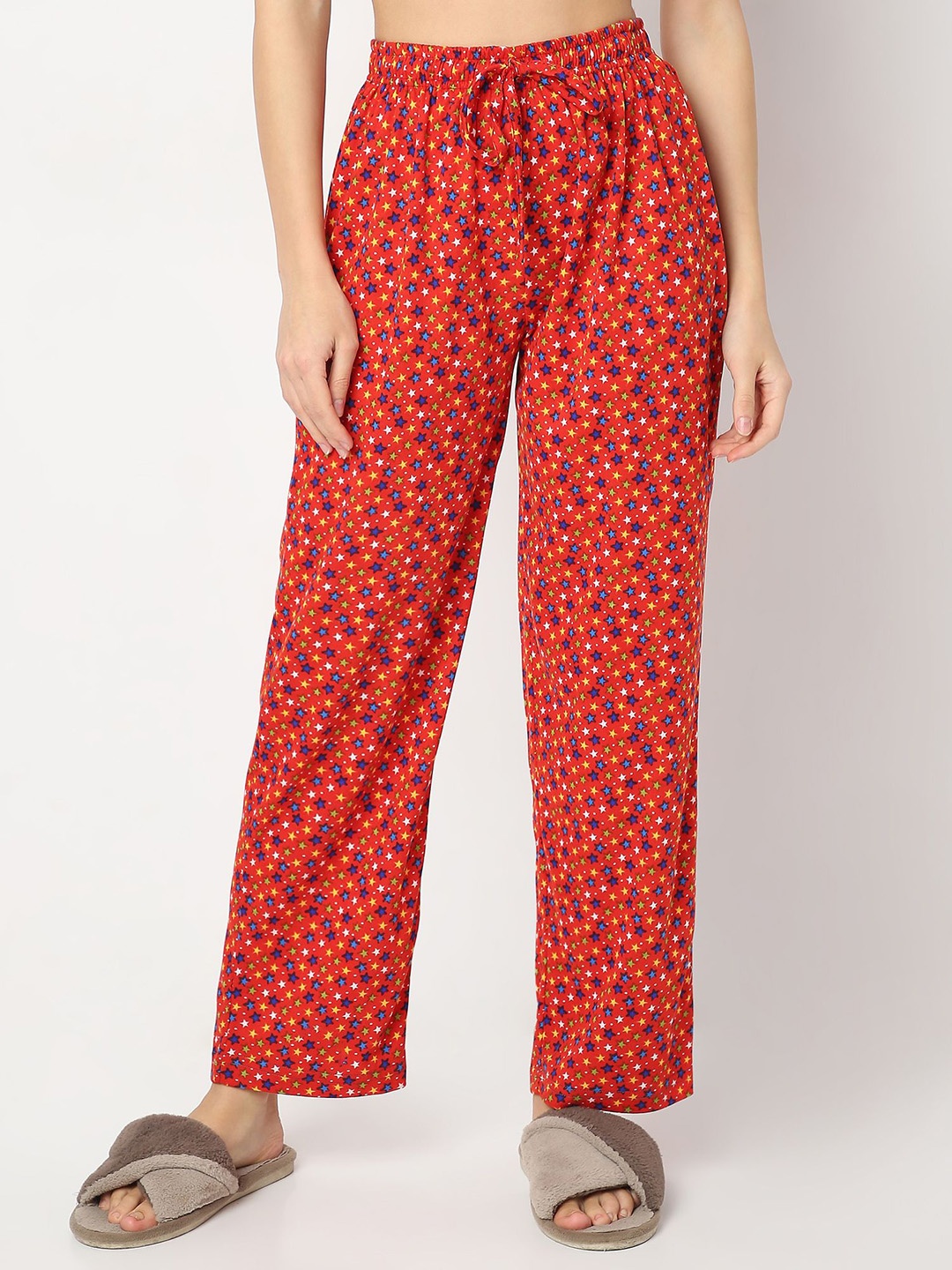 

Smarty Pants Women Floral Printed Cotton Mid-Rise Lounge Pants, Orange