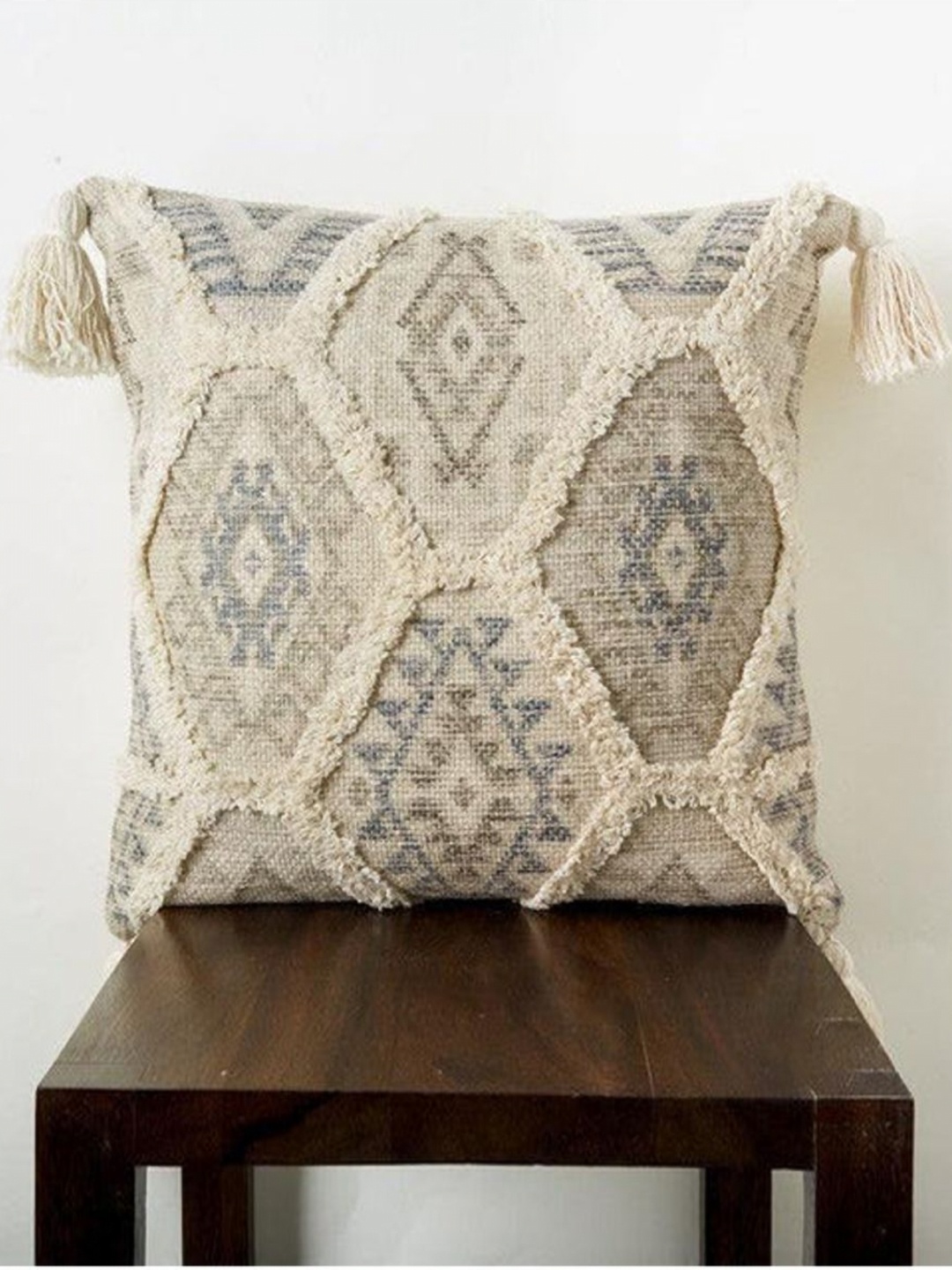 

Aura Beige & Grey Geometric Textured Square Cushion Covers