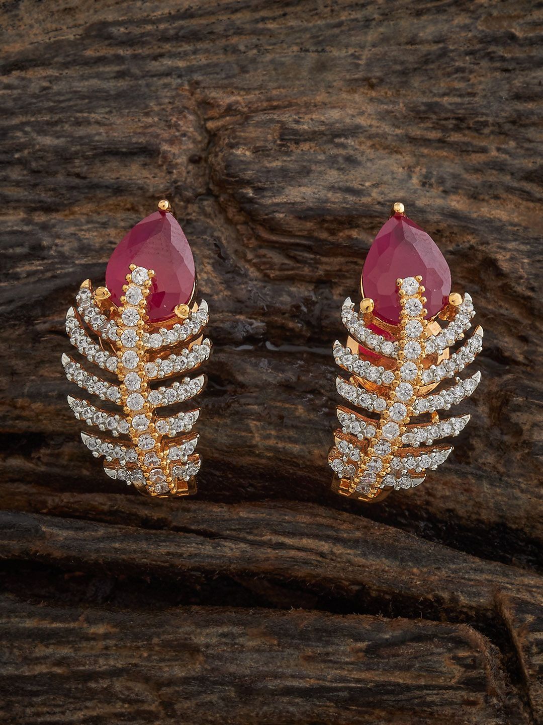 

Kushal's Fashion Jewellery Ruby Geometric Cubic Zircon Studs Earrings, Red