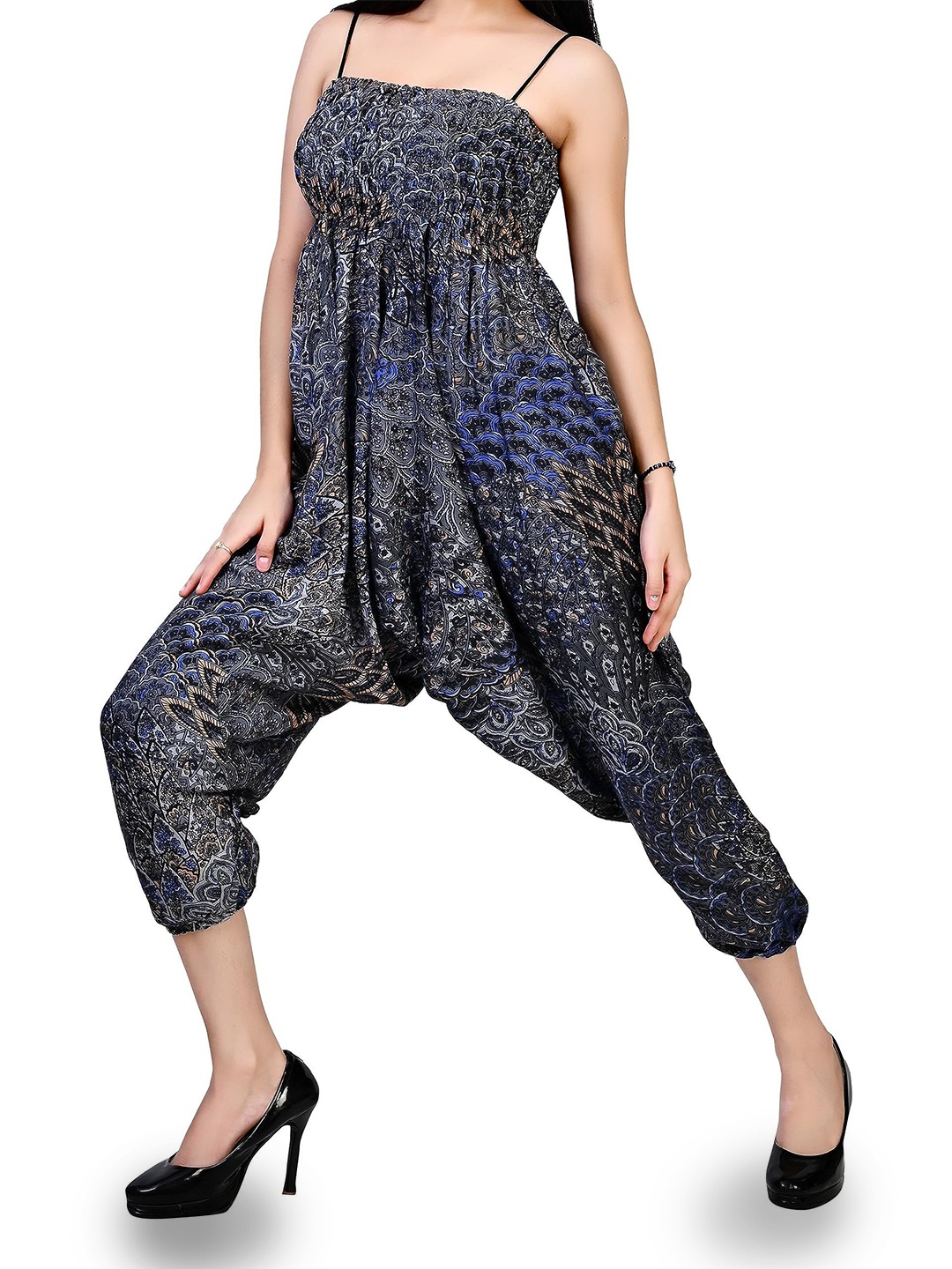 

NarNari Women Printed Harem Pants, Blue