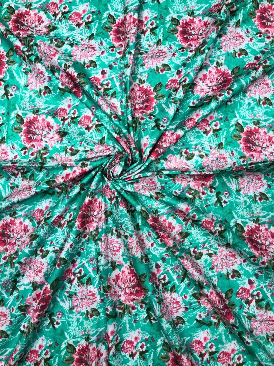

PALASH Floral Printed Pure Cotton Unstitched Dress Material, Blue