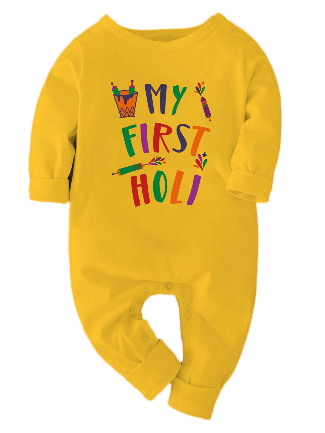 

Zeezeezoo Infants Holi Printed Pure Cotton Rompers, Yellow