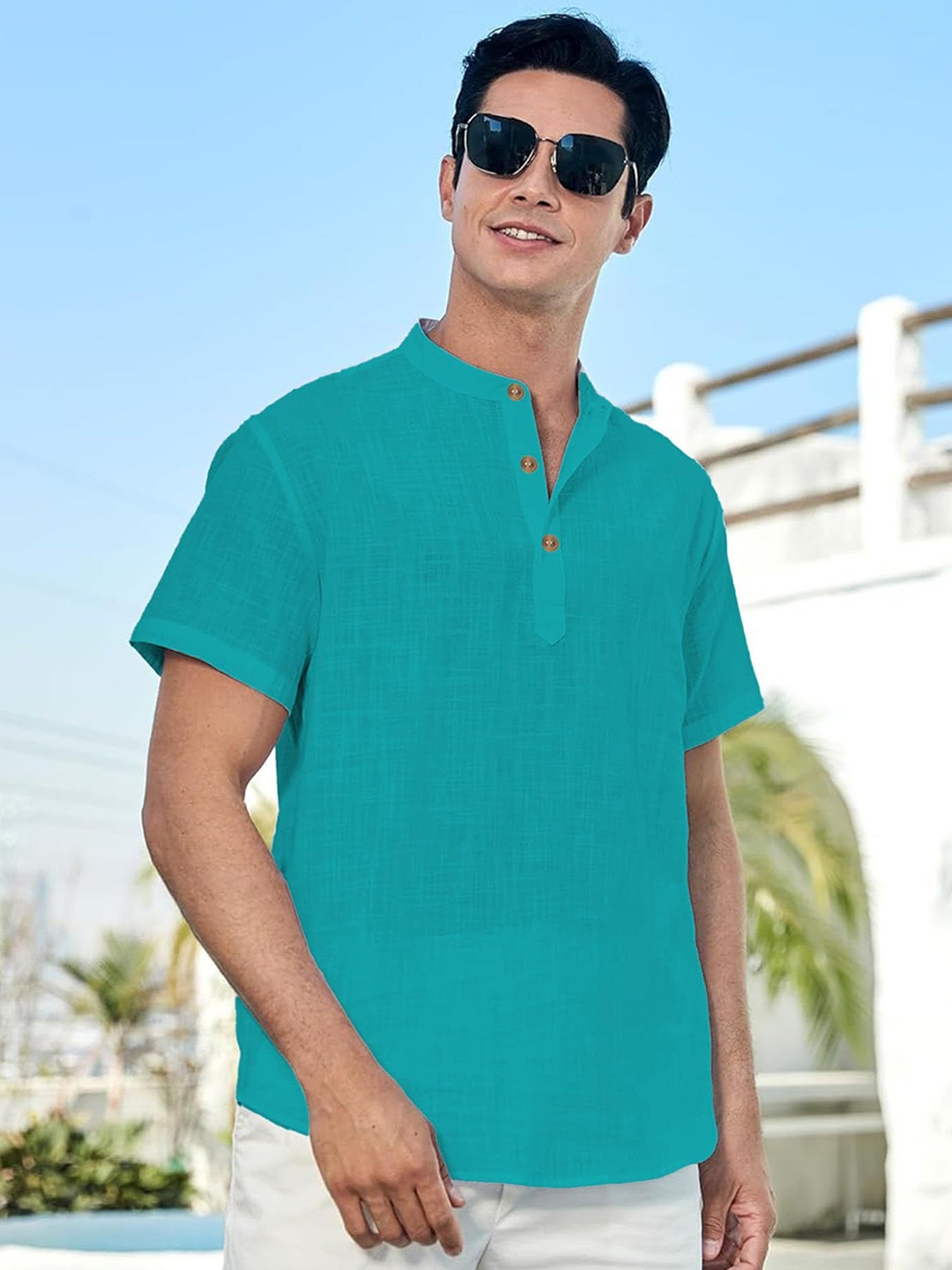 

Vida Loca Men Kurta, Turquoise blue