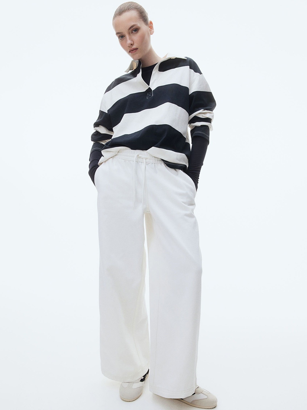 

H&M Denim Pull-On Trousers, White