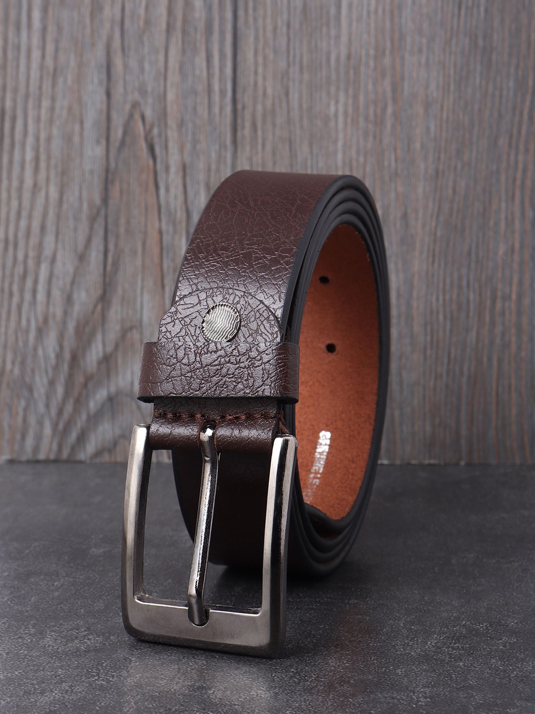 

Metronaut Men Textured Leather Reversible Formal Belt, Brown