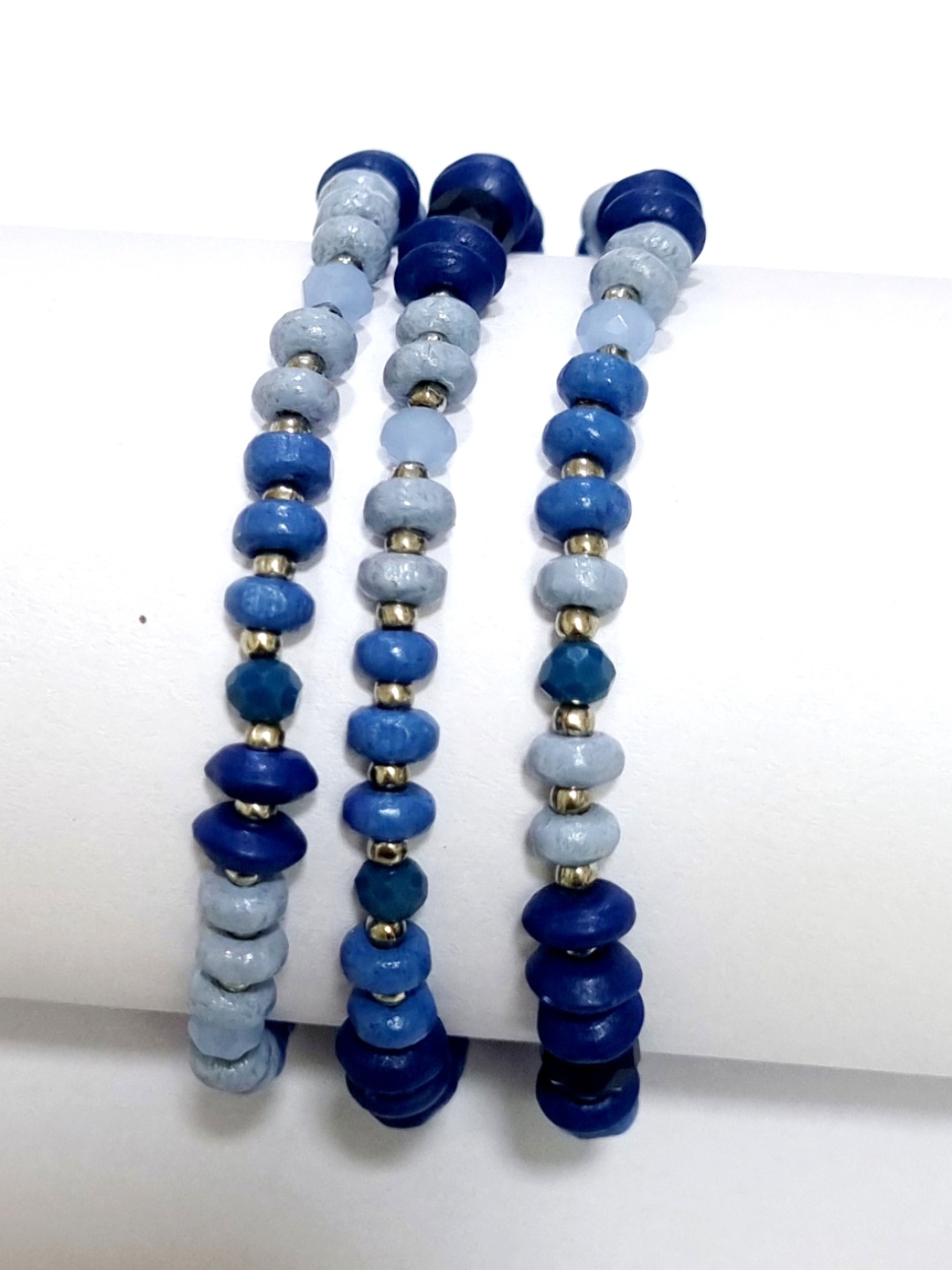 

Sangria Set Of 3 Beaded Wraparound Bracelet, Blue