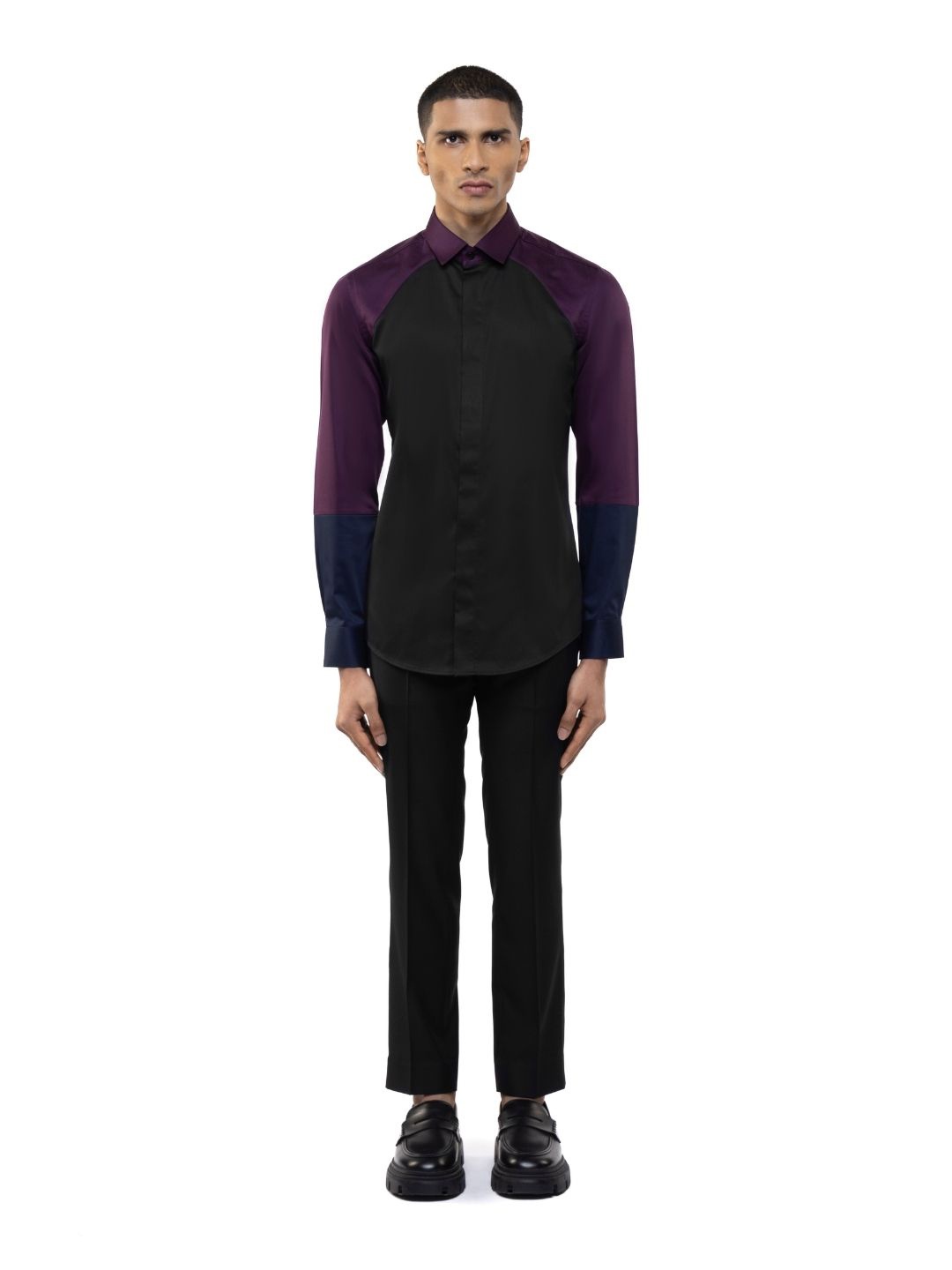 

SDS By Kushal Shah Men Spread Collar Colourblocked Cotton Casual Shirt, Black