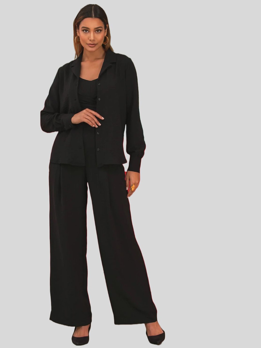 

FNOCKS Top with Trousers With Shrug Co-Ords, Black
