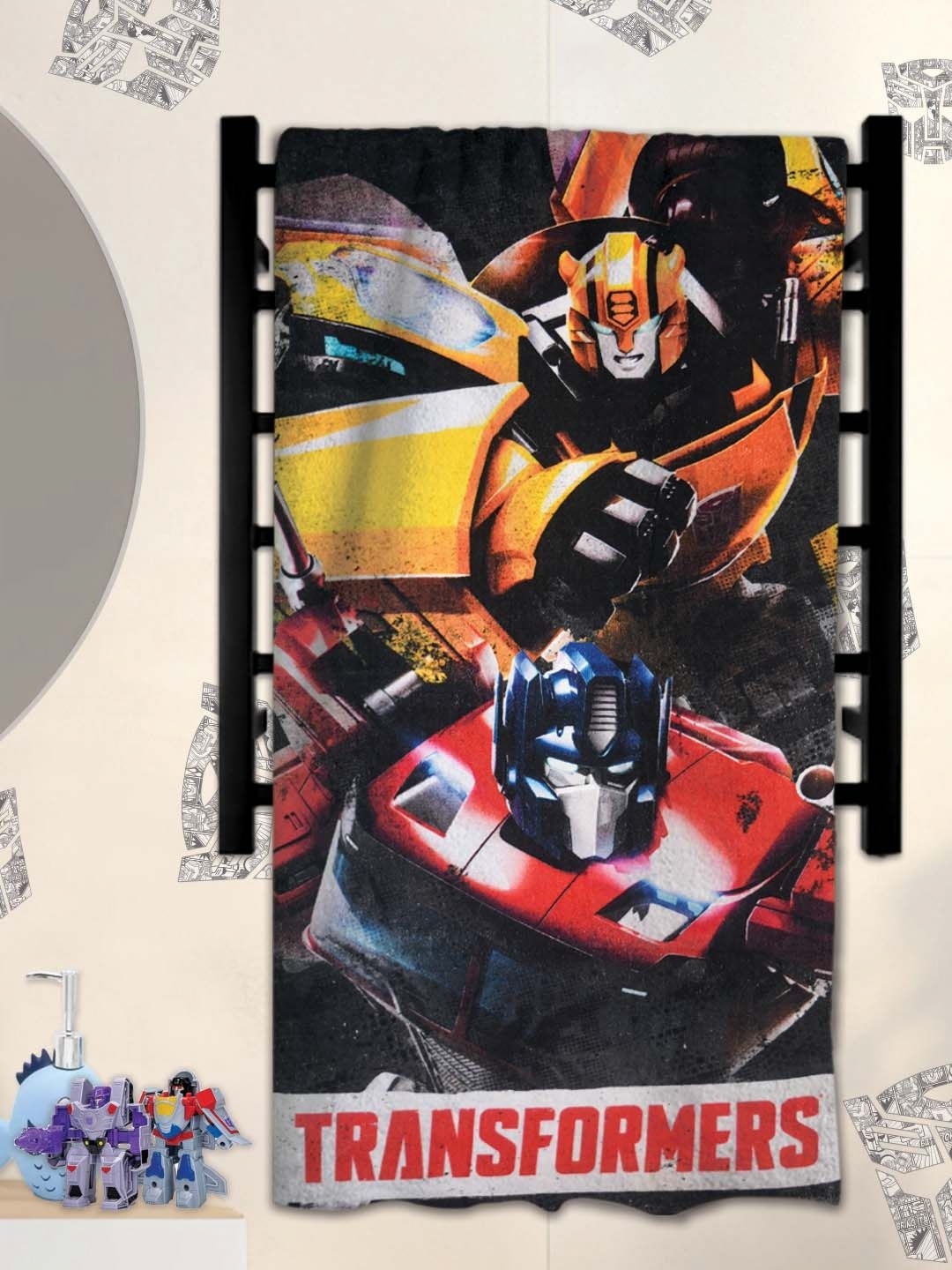 

Athom Living Black & Red Transformers Printed Cotton 350 GSM Bath Towel