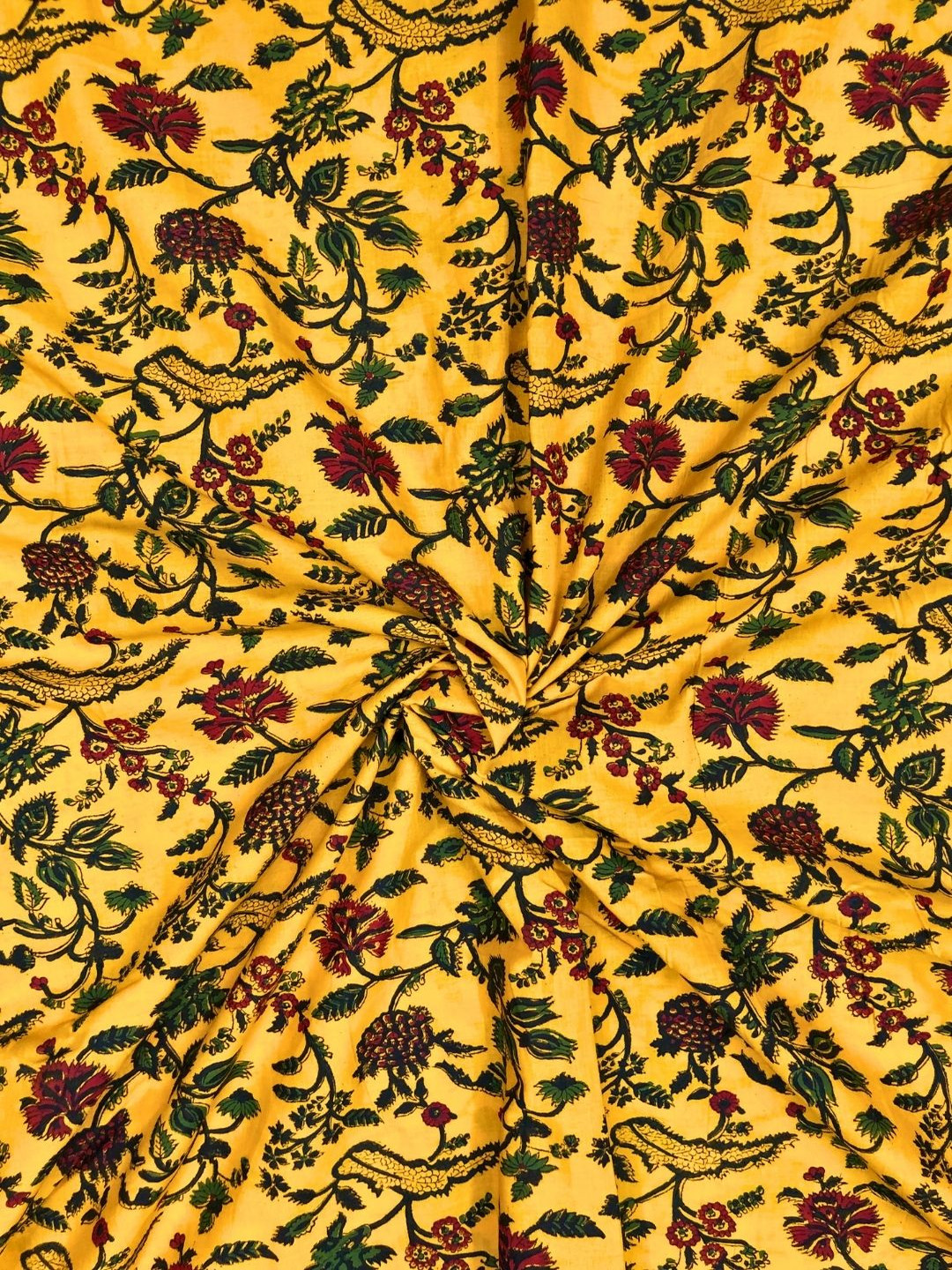 

PALASH Floral Printed Pure Cotton Unstitched Dress Material, Yellow