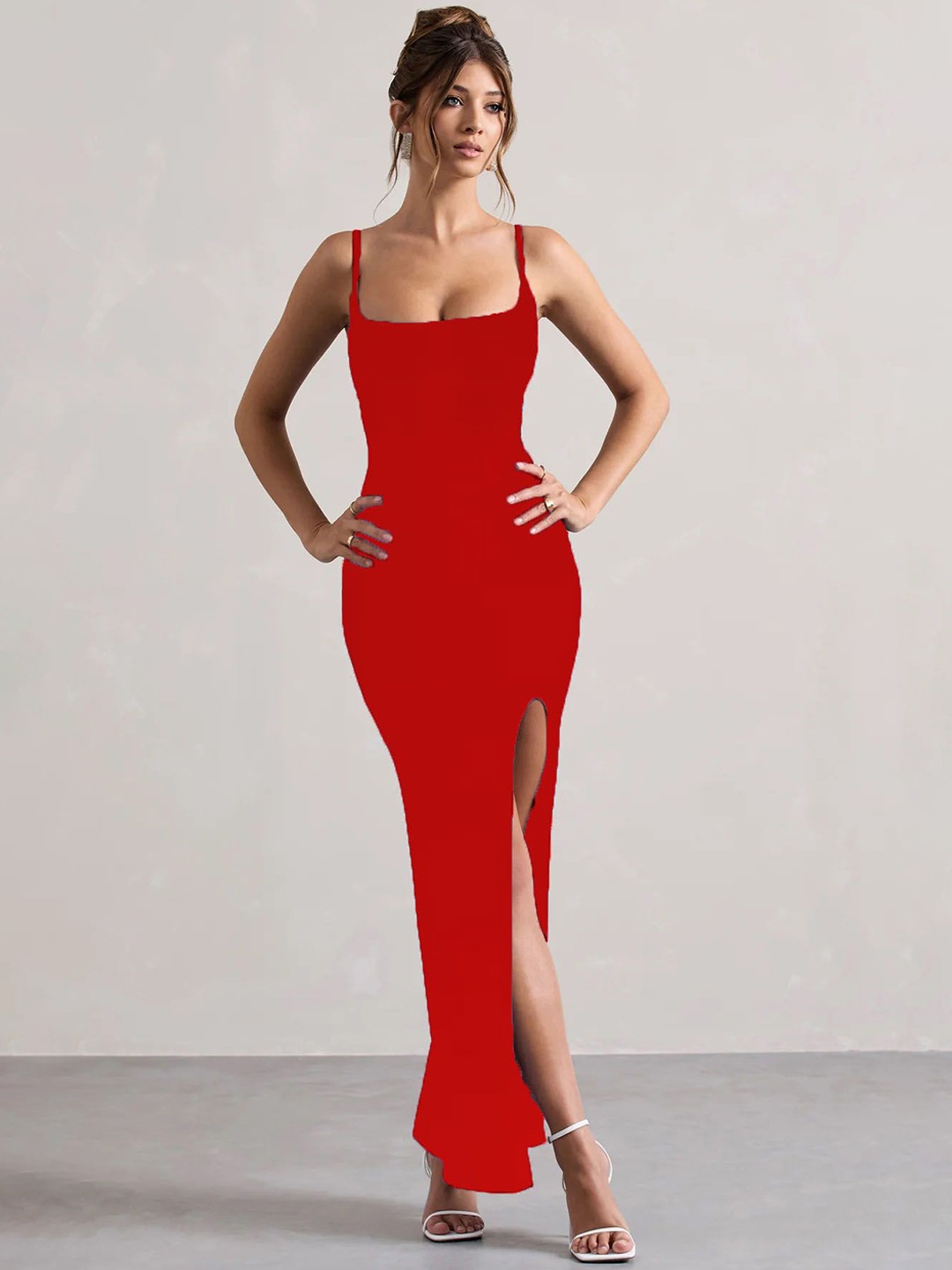 

TRAQUILA Bodycon Maxi Dress, Red