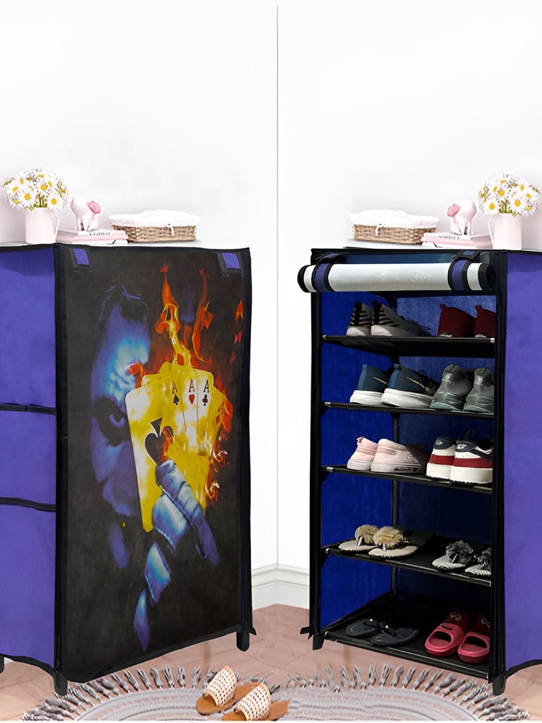 

Urban Choice Printed 6-Tier Rectangle Shoe Rack, Blue