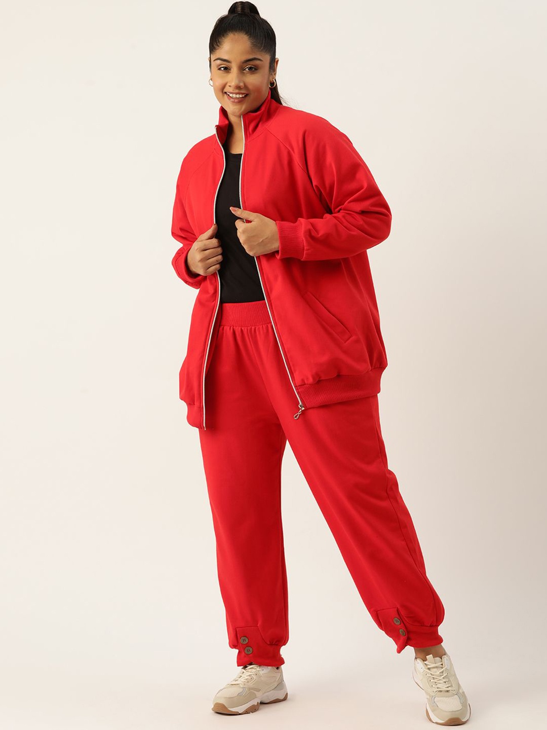 

theRebelinme Plus Size Sweatshirt & Trousers Co-Ords, Red