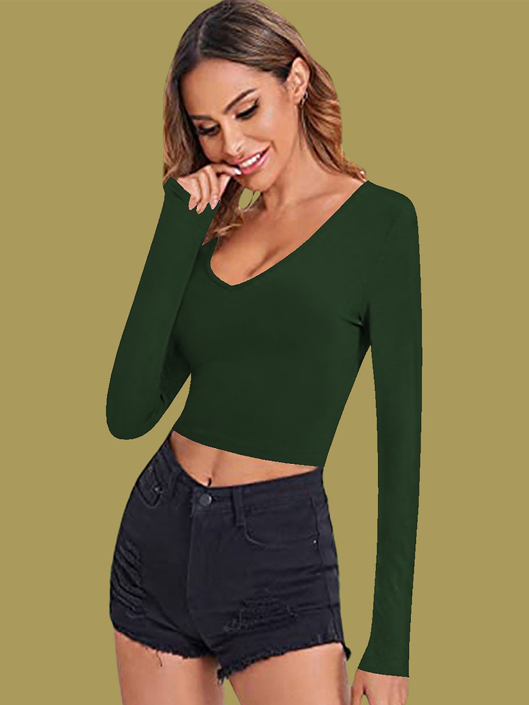 

Dream Beauty Fashion Women Fitted CropTop, Green