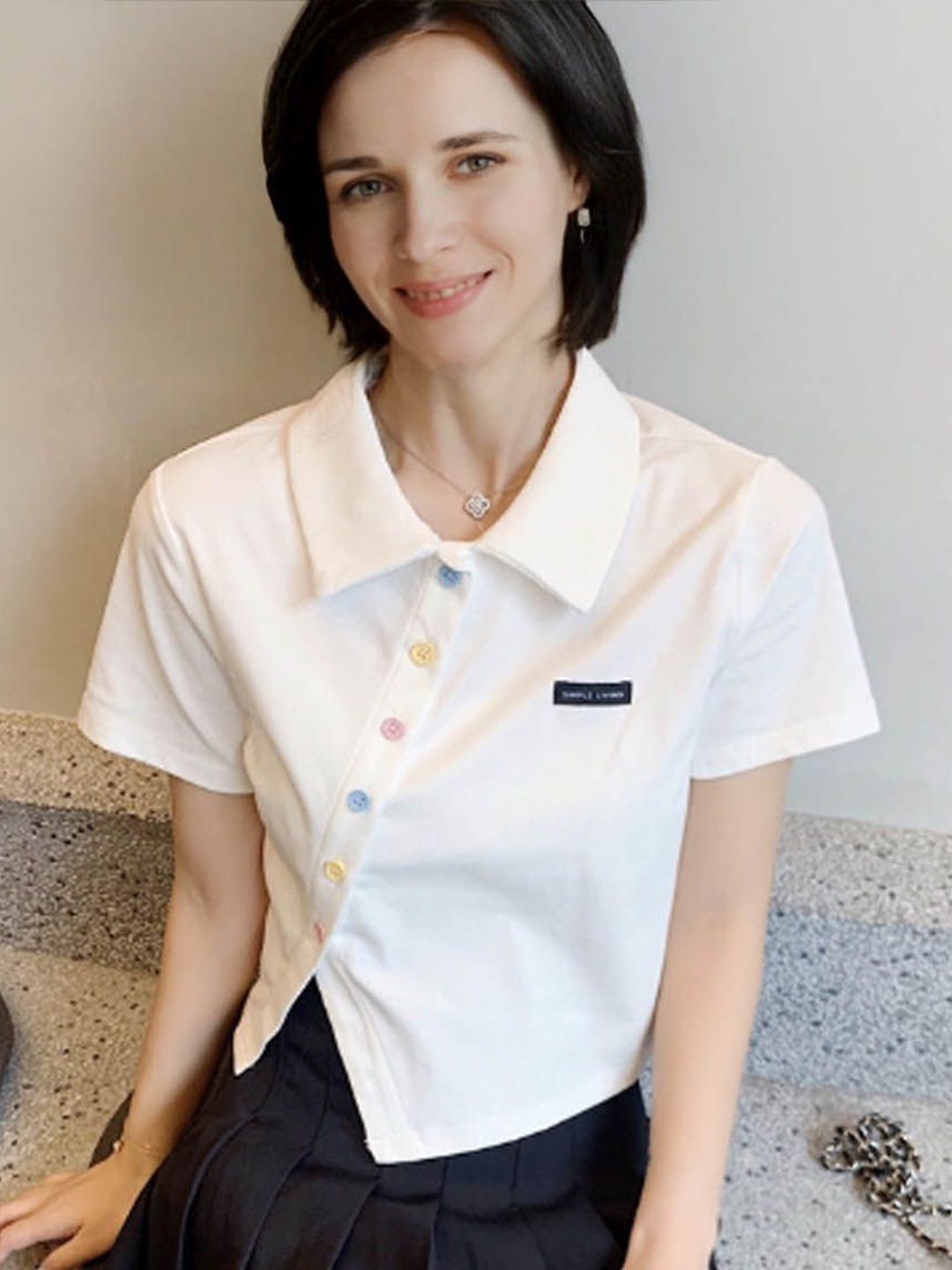

StyleCast Shirt Style Top, White