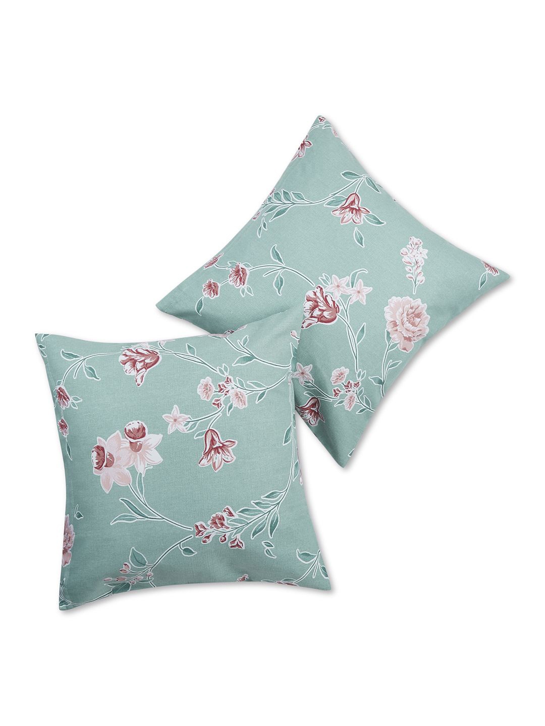 

haus & kinder Blue & Pink Set of 2 Floral Square Cushion Covers