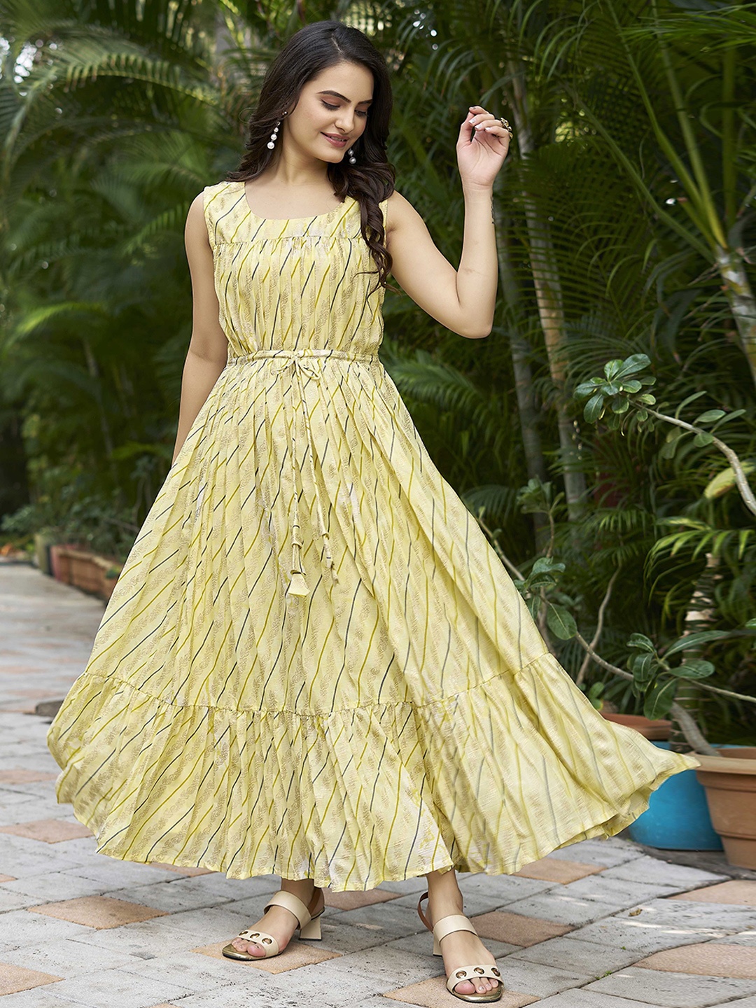 

Chandbaali Chiffon Fit & Flare Midi Dress, Yellow