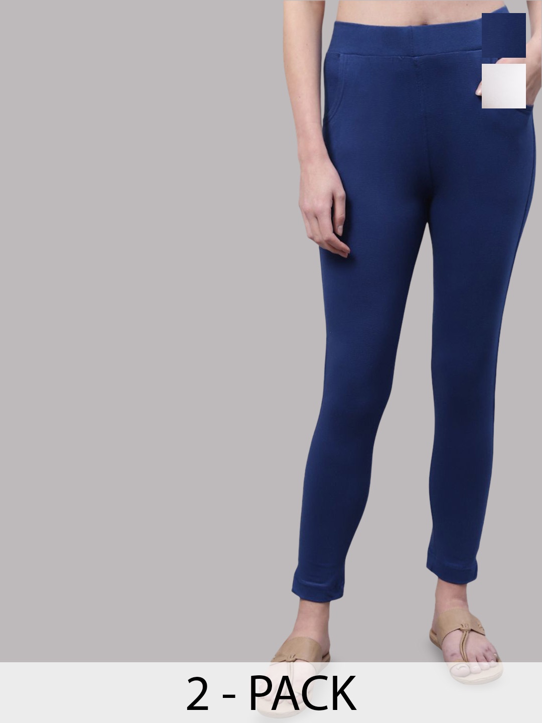 

Valles365 by S.C. Women Plus Size Pack Of 2 Ankle Length Leggings, White