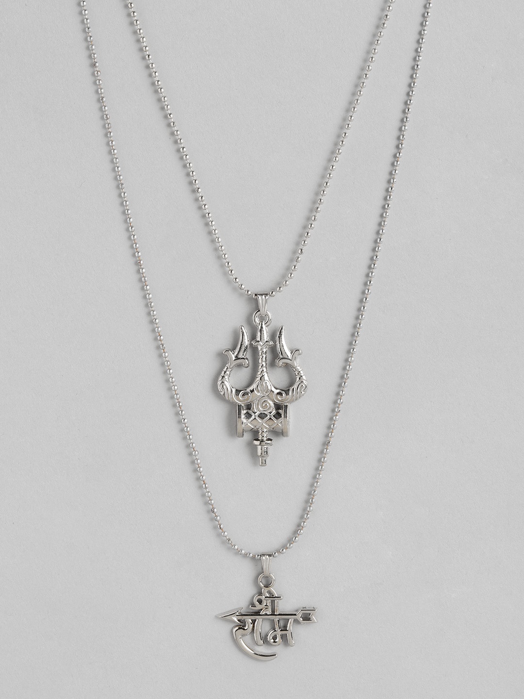 

PARIS HAMILTON Unisex Set Of 2 Silver-Plated Oxidised Necklace