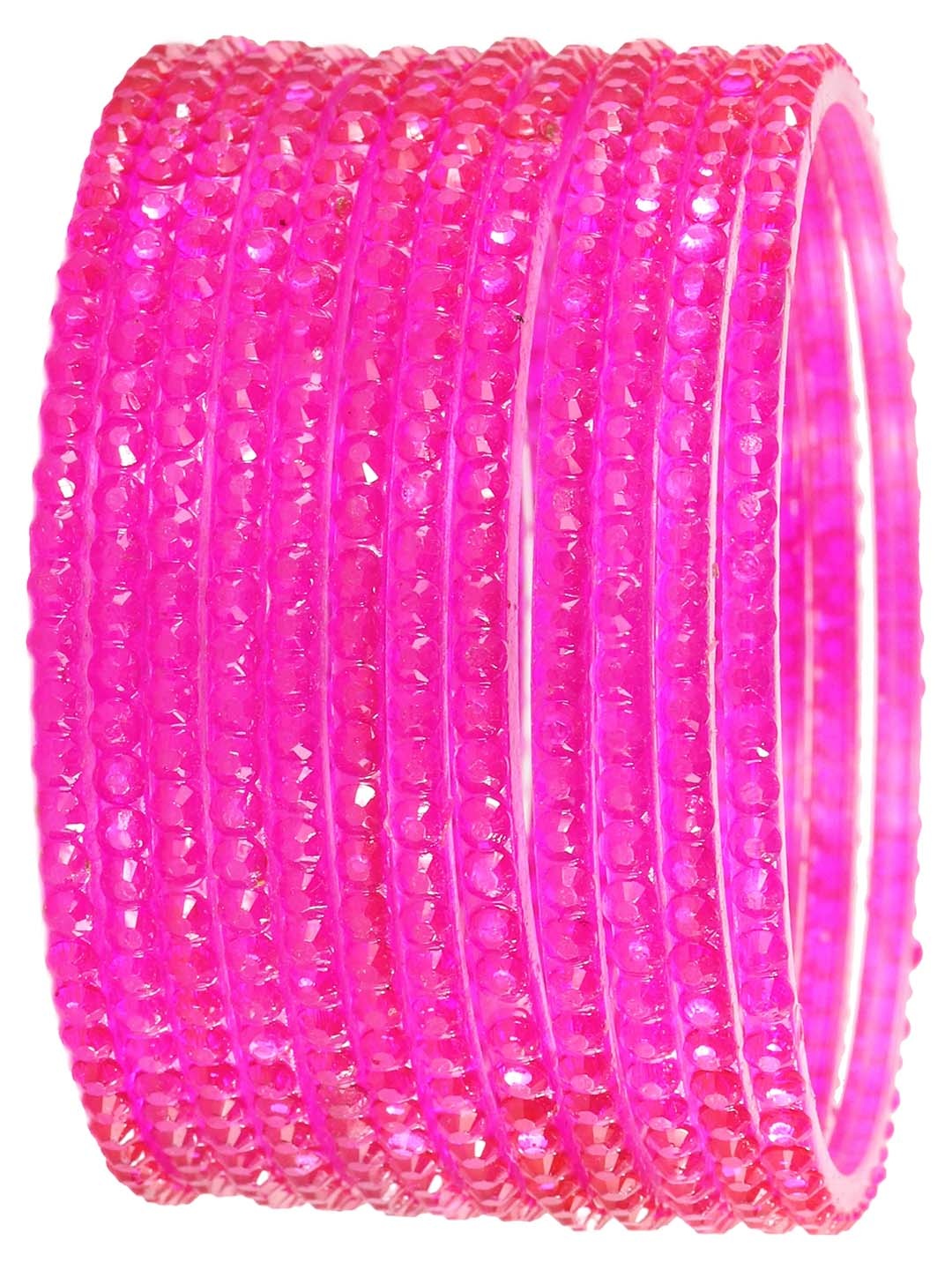 

LAVAZZA Set Of 12 Stone-Studded Bangles, Magenta