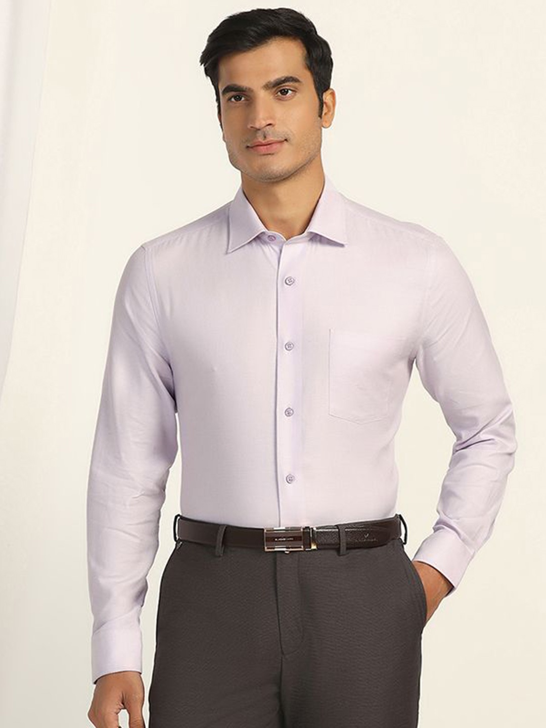 

Blackberrys Men India Slim Fit Spread Collar Textured Cotton Casual Shirt, Purple