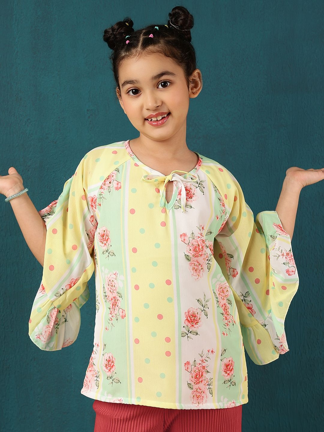 

Ishti Floral Keyhole Neck Top, Yellow