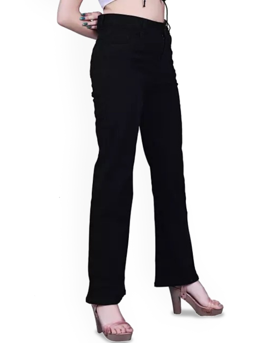 

KASHIAN Women Jean Boyfriend Fit High-Rise Stretchable Jeans, Black