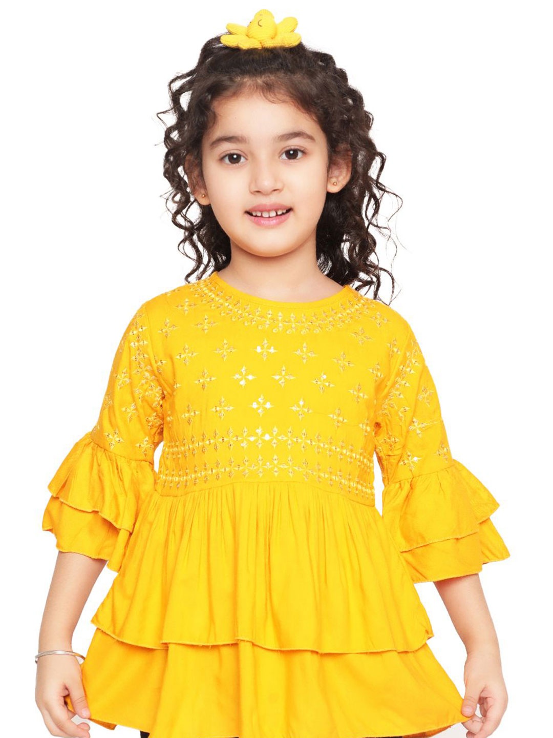 

Ishti Floral Print Keyhole Neck Top, Mustard