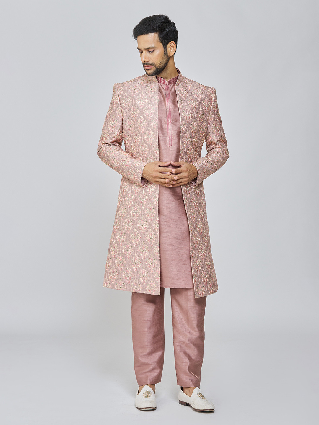 

Aryavir Malhotra Embroidered Sherwani Set, Pink