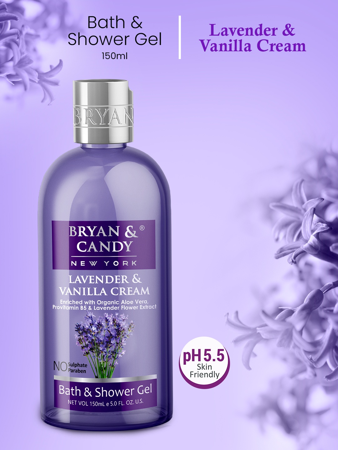 

BRYAN & CANDY NEW YORK Lavender & Vanilla Cream Shower Gel- 150 ml, Purple