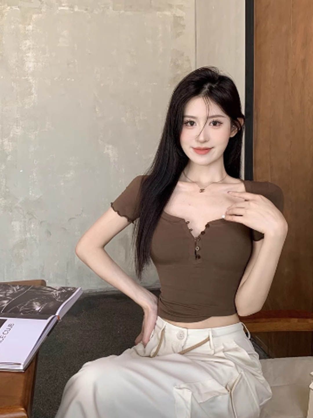 

StyleCast Top, Coffee brown