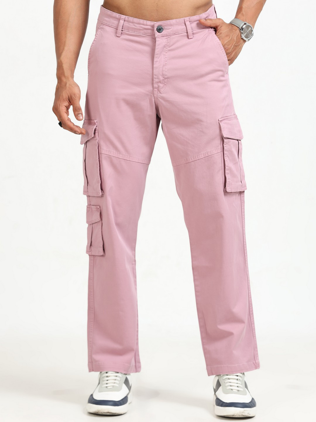 

NEVER NEUD Men Relaxed Vintage Cargos Trousers, Lavender