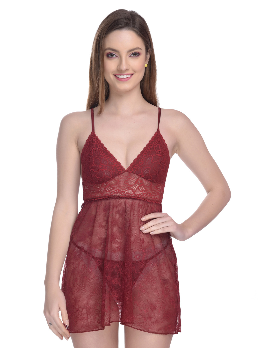 

chia fashions Net Baby Doll, Maroon