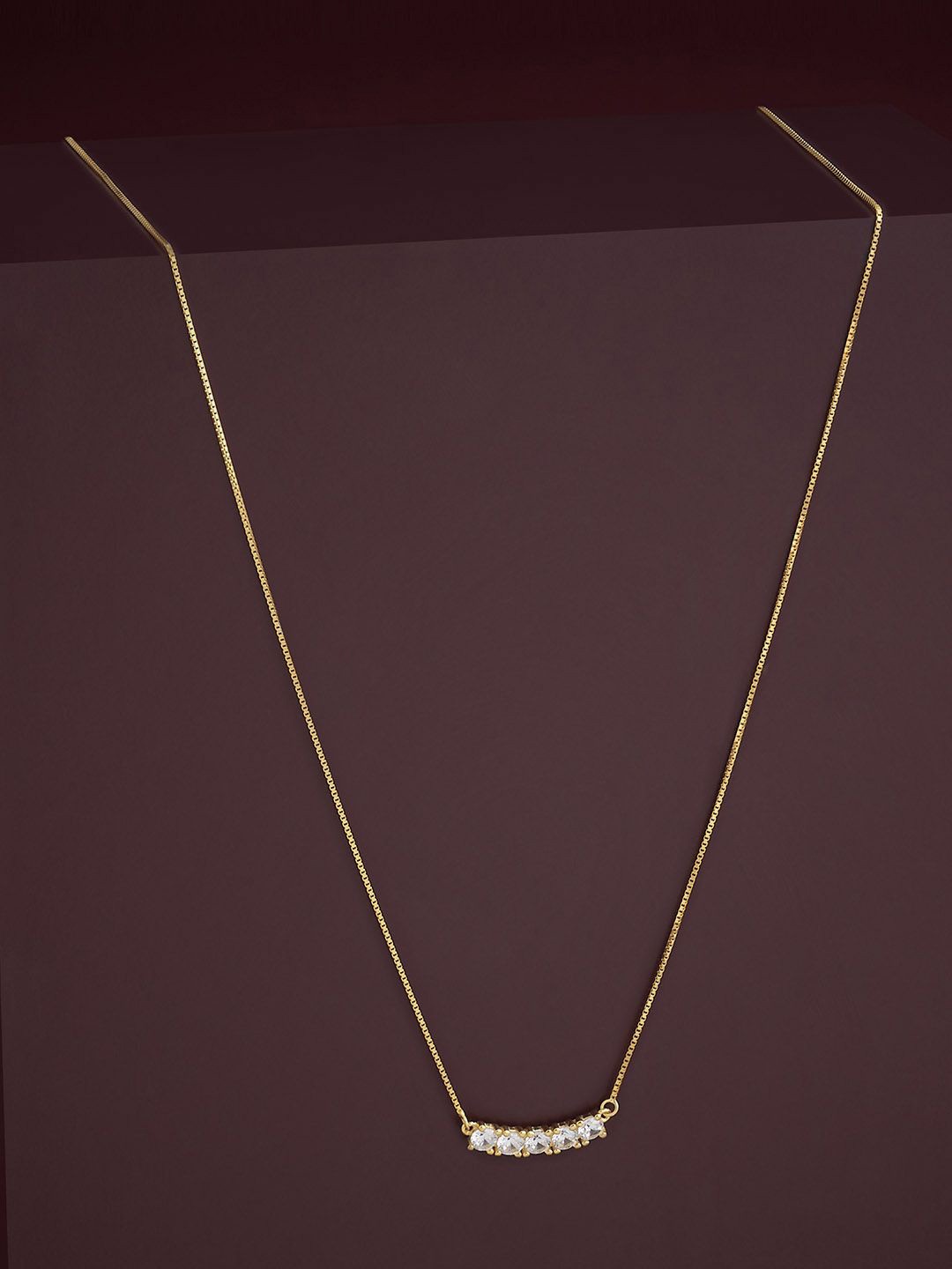 

Kushal's Fashion Jewellery 92.5 Silver Gold Plated Zircon Studded Pendant Chain