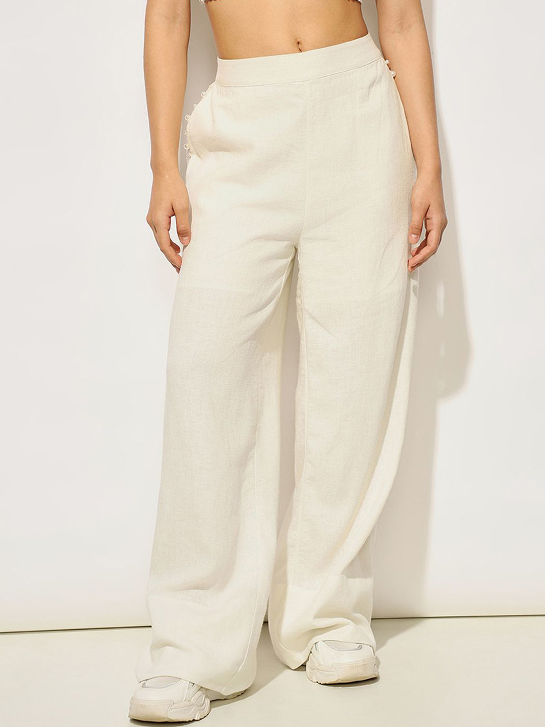 

ONLY Women Loose Fit High-Rise Trousers, White