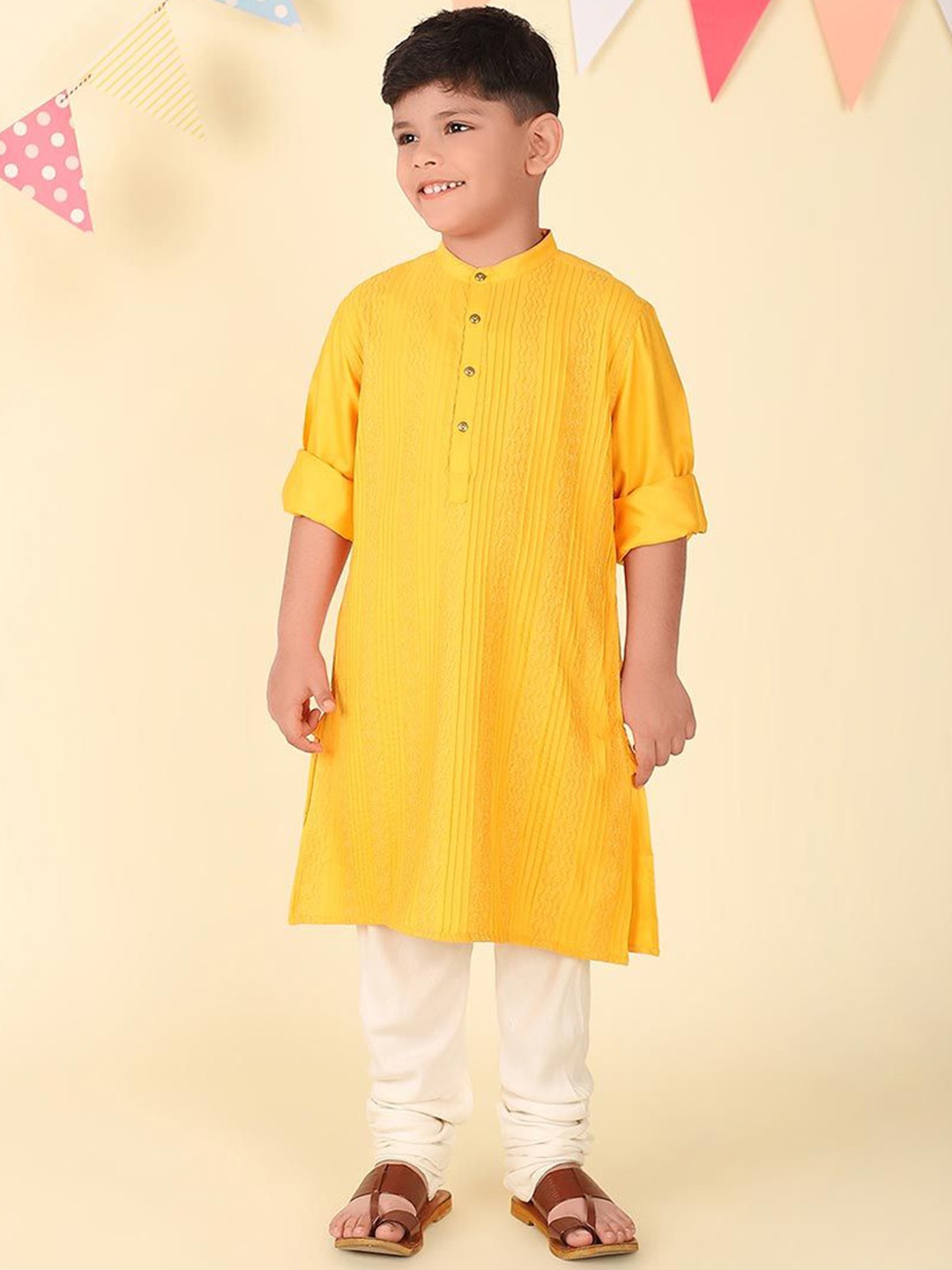 

Fabindia Boys Sequinned Kurta, Yellow