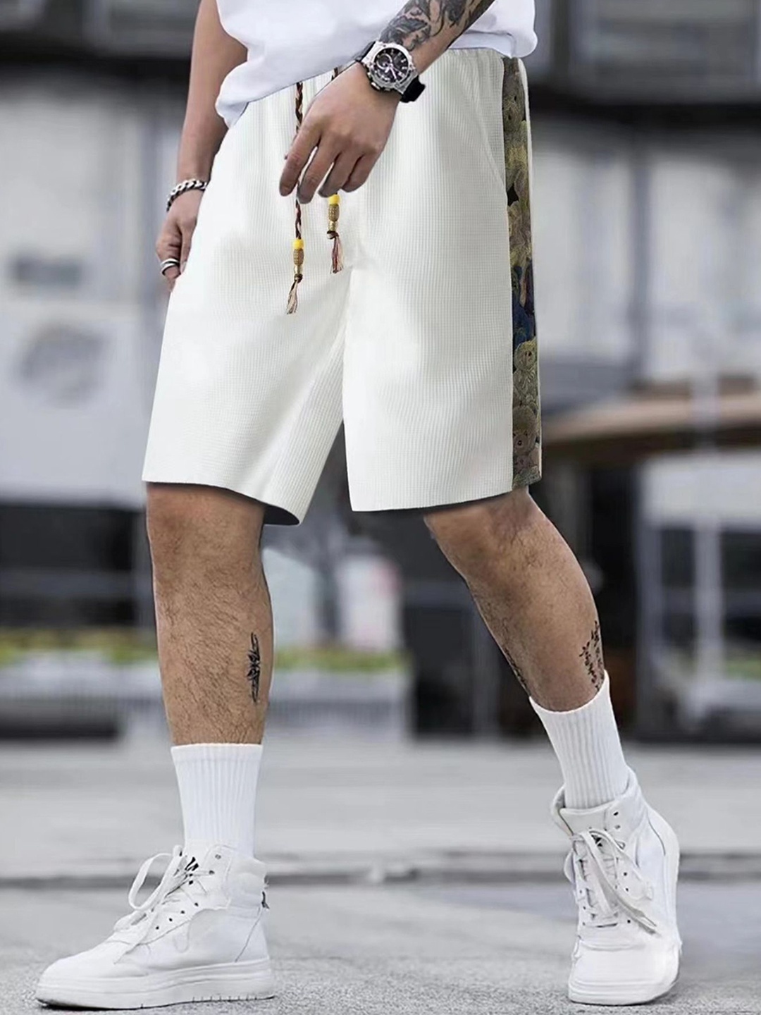 

StyleCast x Revolte Men Printed Shorts, White