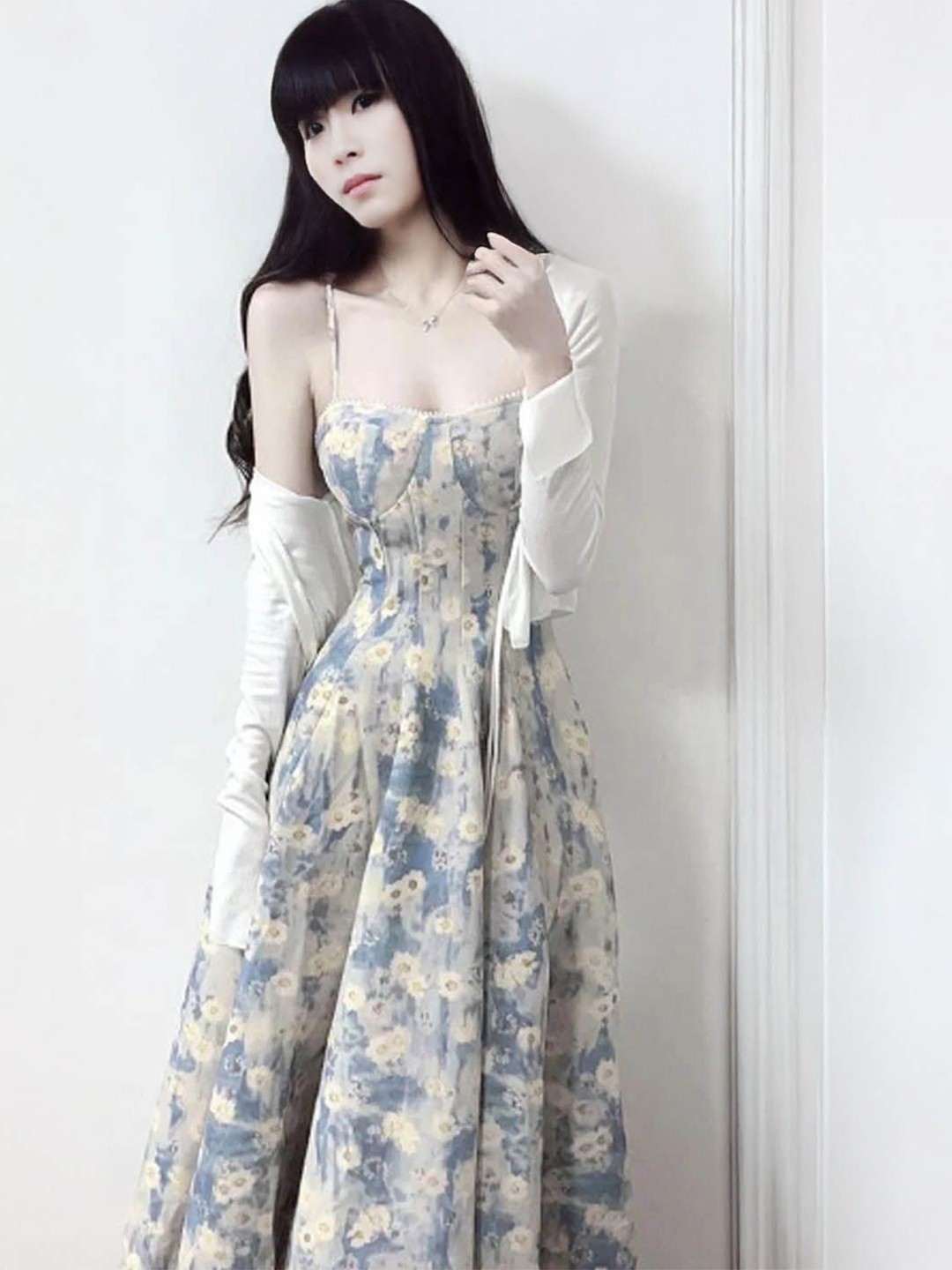 

StyleCast Floral Printed Corset Midi Dress, Blue