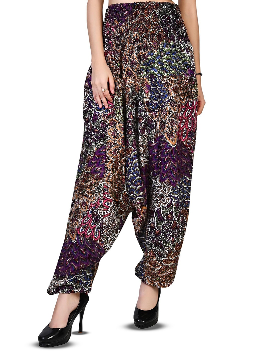 

NarNari Printed Mid-Rise Harem Pants, Purple