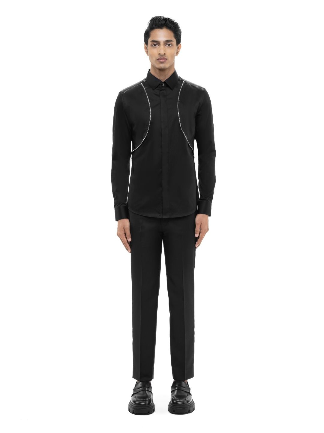 

SDS By Kushal Shah Men Spread Collar Solid Cotton Casual Shirt, Black