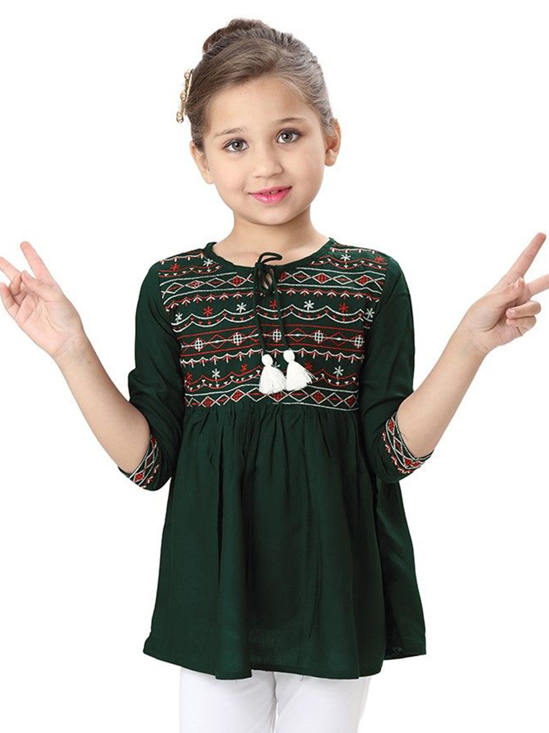 

Ishti Embellished Embroidered Top, Green