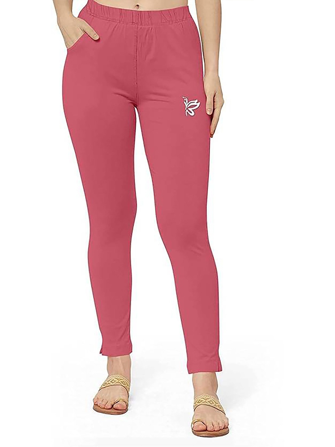 

Ktdd Trading Cotton Slim Fit Ankle Length Leggings, Pink