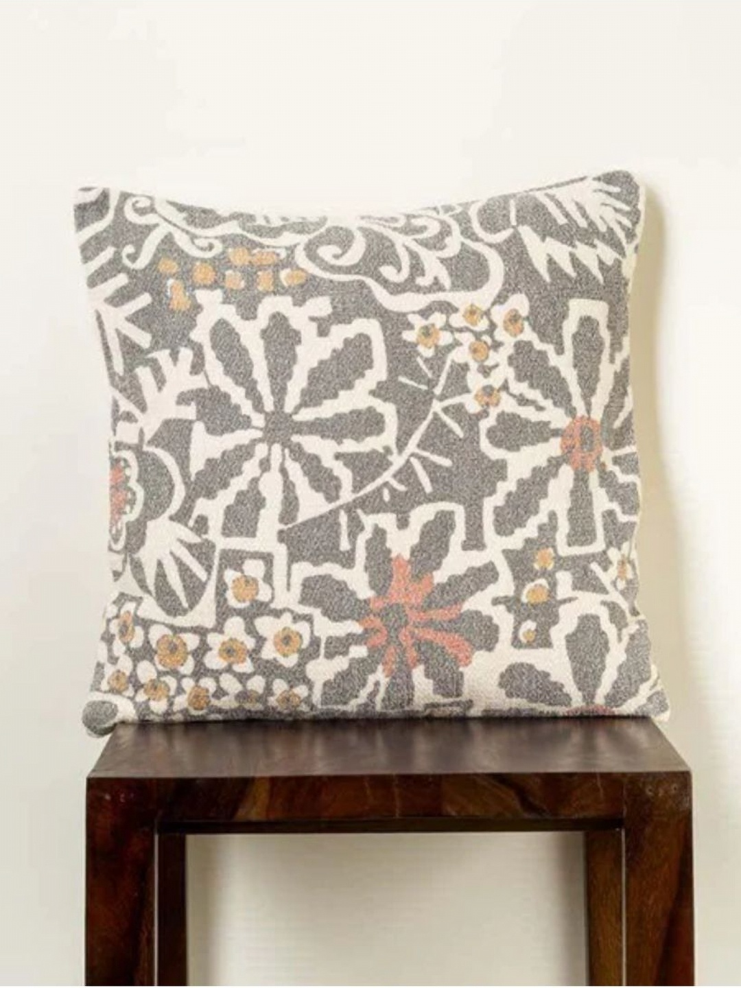 

Aura Beige & Grey Floral Textured Square Cushion Cover