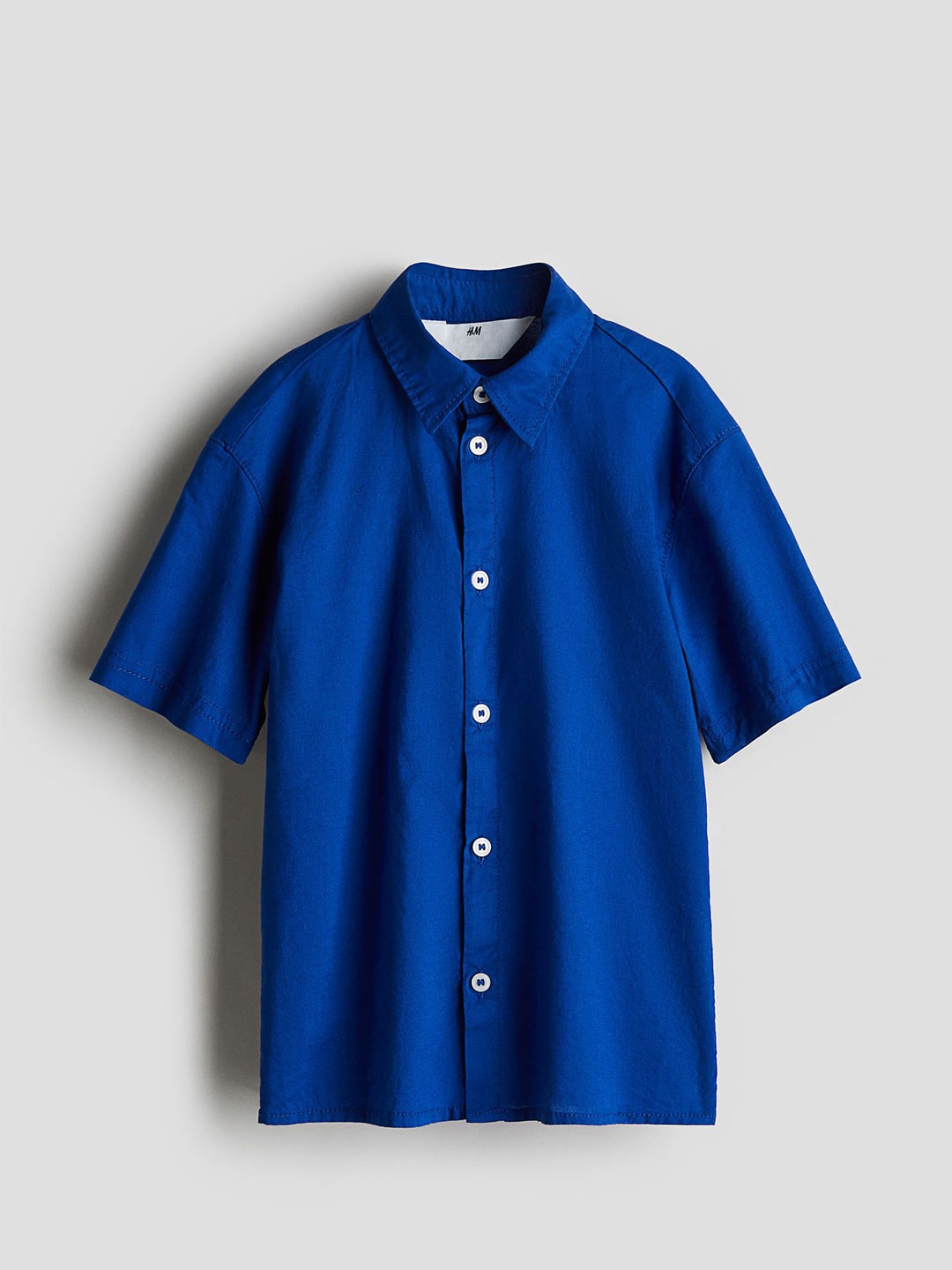 

H&M Printed Short-Sleeved Shirt, Blue