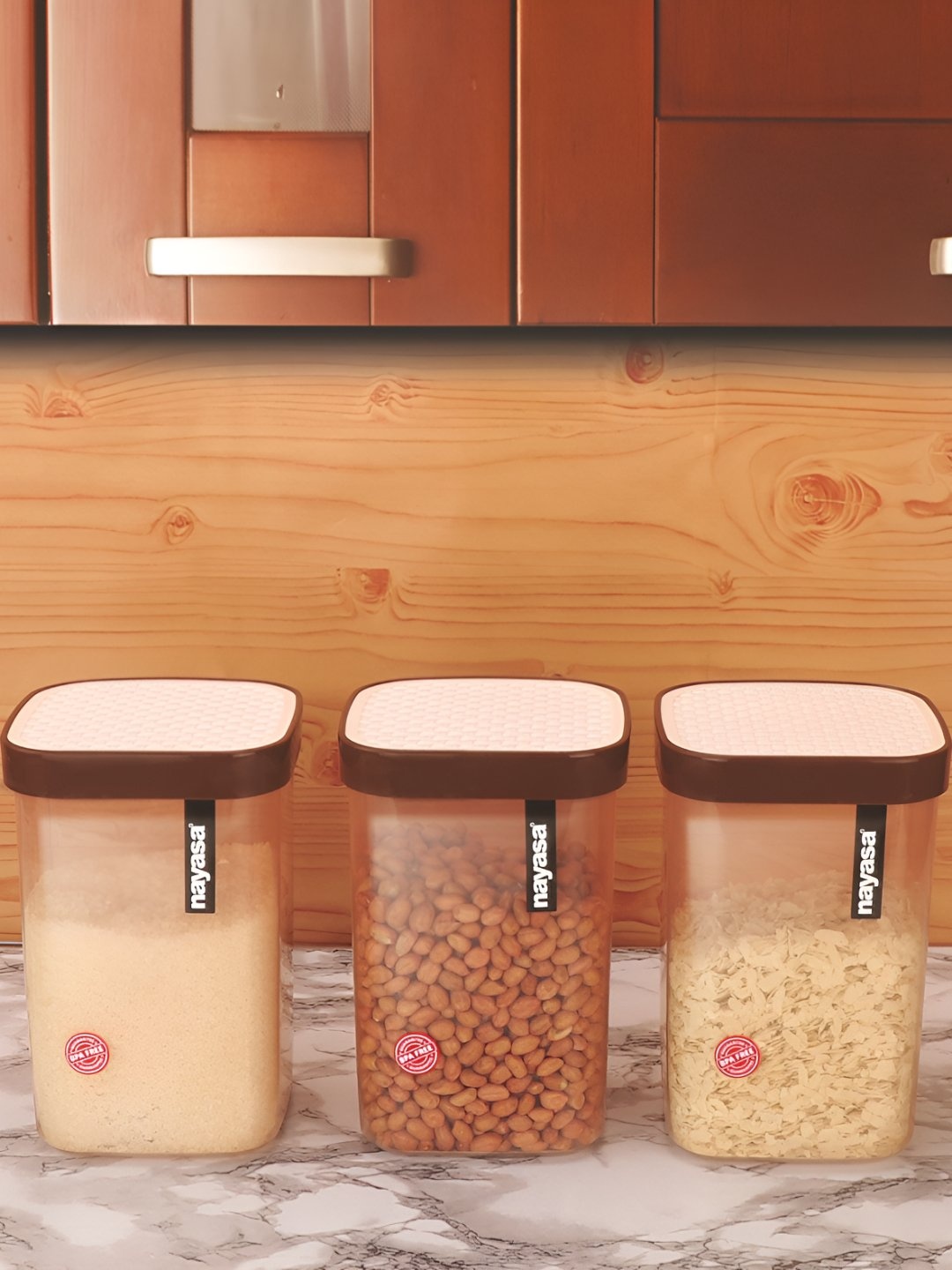 

Nayasa Fusion Set of 3 Brown Air-Tight BPA-Free Stackable Containers - 2100 ml